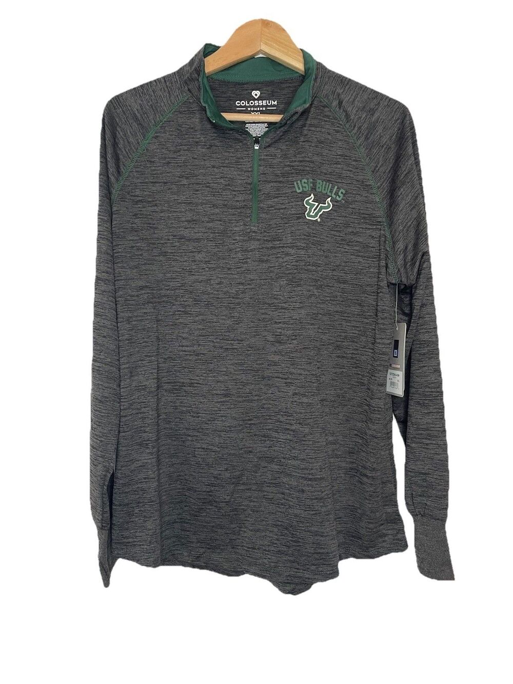 USF Colusseum Women's XXL 1/4 Zip Long Sleeve Shirt Top Bulls Tampa Gray